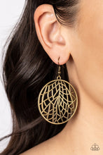 Load image into Gallery viewer, Fractured Foliage Brass Earrings Paparazzi Accessories