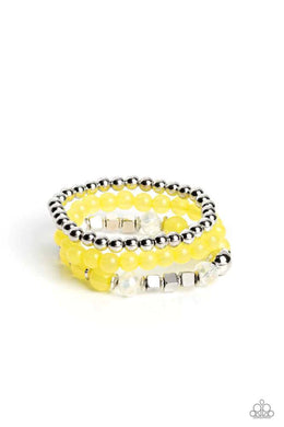 CUBE Your Enthusiasm Yellow Stretchy Bracelet Paparazzi Accessories