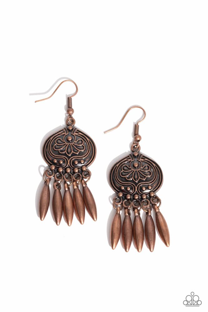 Future, PASTURE, and Present Copper Earrings Paparazzi Accessories