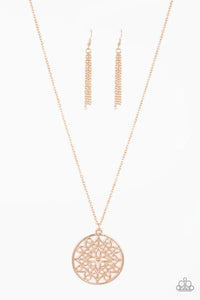 long necklace,rose gold,Mandala Melody Rose Gold Necklace