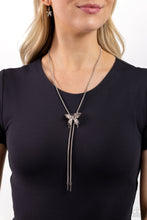 Load image into Gallery viewer, Adjustable Acclaim - Silver Butterfly Lariat Necklace Paparazzi Accessories