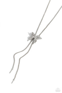 butterfly,long necklace,silver,sliding bead,Adjustable Acclaim - Silver Butterfly Lariat Necklace