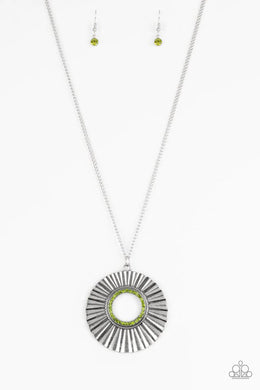 Chicly Centered Green Rhinestone Necklace Paparazzi Accessories