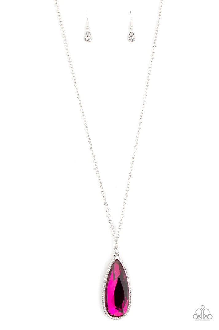 Watch Out For Reign Pink Rhinestone Necklace Paparazzi Accessories