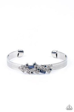 A Chic Clique Blue Rhinestone Cuff Bracelet Paparazzi Accessories