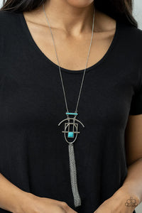 blue,crackle stone,long necklace,turquoise,Eco Echoes Blue Stone Necklace