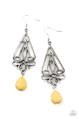 Transcendent Trendsetter Yellow Stone Earrings Paparazzi Accessories