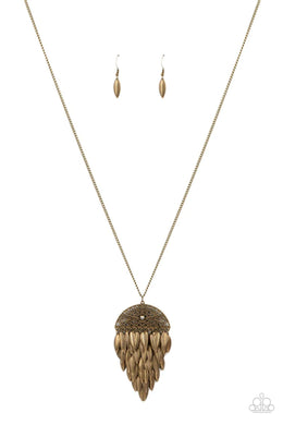 Canopy Cruise Brass Feather Necklace Paparazzi Accessories