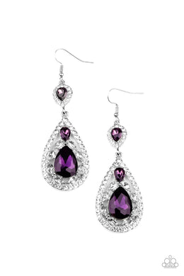 Posh Pageantry Purple Rhinestone Earrings Paparazzi Accessories