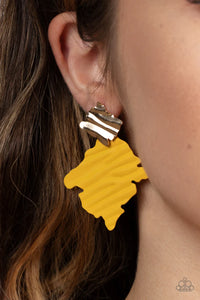 gold,post,yellow,Crimped Couture Yellow Post Earring