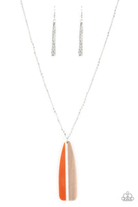 long necklace,orange,wooden,Grab A Paddle Orange Necklace