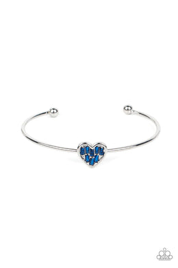 Heart of Ice Blue Rhinestone Heart Cuff Bracelet Paparazzi Accessories