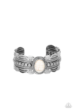 Desert Stroll White Stone Cuff Bracelet Paparazzi Accessories