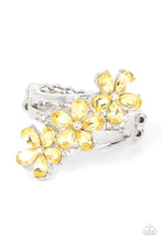 Load image into Gallery viewer, Posh Petals Yellow Rhinestone Floral Ring Paparazzi Accessories