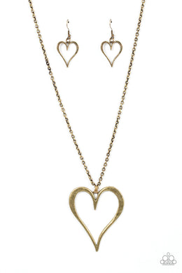 Hopelessly In Love Brass Heart Necklace Paparazzi Accessories