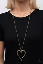 Load image into Gallery viewer, Hopelessly In Love Brass Heart Necklace Paparazzi Accessories