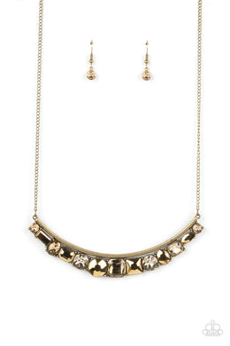 The Only SMOKE-SHOW in Town Brass Rhinestone Necklace Paparazzi Accessories