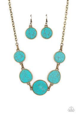 Santa Fe Flats Brass Turquoise Brass Necklace Paparazzi Accessories