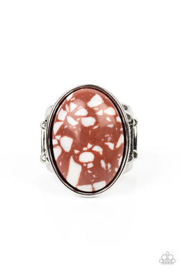 Majestic Marbling Brown Stone Ring Paparazzi Accessories