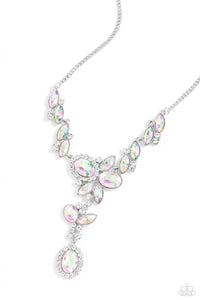 iridescent,rhinestones,short necklace,white,Generous Gallery - Multi Rhinestone Necklace