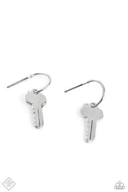 The Key to Everything Silver Key Hoop Earrings