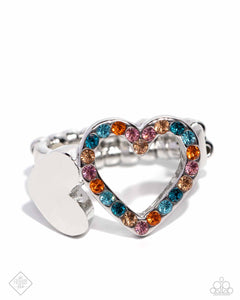 Dainty Back,fashion fix,hearts,multi,orange,rhinestones,Play a HEART - Orange Heart Rhinestone Ring