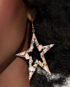 fishhook,gold,life of the party,multi,pearls,rhinestones,stars,Variegated Value Multi Earrings