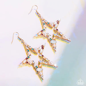 fishhook,gold,life of the party,multi,pearls,rhinestones,stars,Variegated Value Multi Earrings