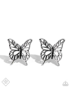 butterfly,fashion fix,Lobster Claw Clasp,silver,High and FLIGHTY - Silver Butterfly Post Earrings