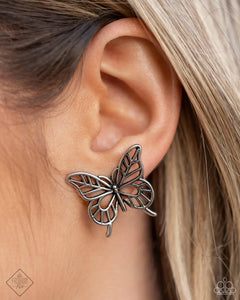 butterfly,fashion fix,Lobster Claw Clasp,silver,High and FLIGHTY - Silver Butterfly Post Earrings