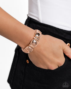 rose gold,stretchy,Textured Tranquility - Rose Gold Stretchy Bracelet