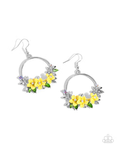 fishhook,floral,yellow,Fairy Freestyle - Yellow Floral Earrings