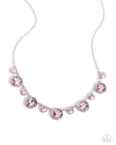 pink,rhinestones,short necklace,Genteel Gallery - Pink Rhinestone Necklace