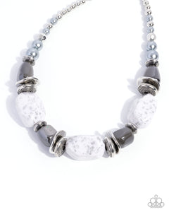 short necklace,silver,stone,In Good Glazes - Silver Necklace