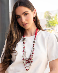 long necklace,pearls,red,All the Trimmings - Red Necklace