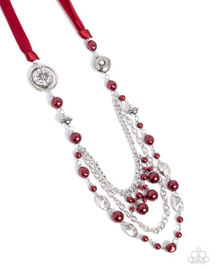 long necklace,pearls,red,All the Trimmings - Red Necklace