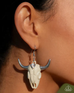 fishhook,white,Southwestern Skull White Earrings