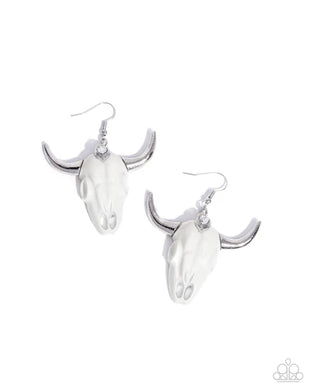 Southwestern Skull White Earrings Paparazzi Accessories