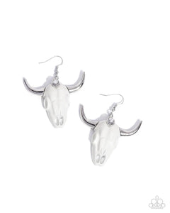 fishhook,white,Southwestern Skull White Earrings