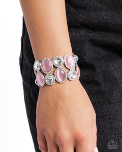 cat's eye,pink,stretchy,Affixed Appeal - Pink Cat's Eye Stretchy Bracelet