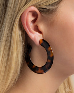 acrylic,brown,hoops,Spotted Scoop - Brown Acrylic Hoop Earrings