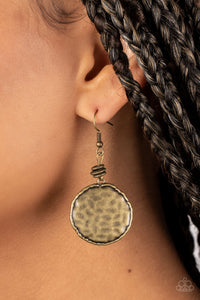 brass,fishhook,Prehistoric Perfection - Brass Earrings