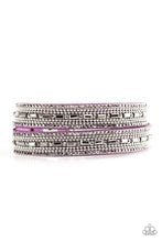 Load image into Gallery viewer, Shimmer and Sass - Purple Leather Rhinestone Wrap Bracelet Paparazzi Accessories