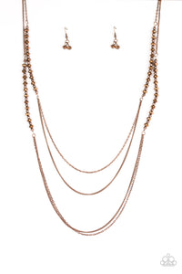 copper,long necklace,Shimmer Showdown Copper Necklace