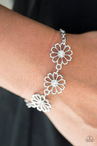 floral,lobster claw clasp,rhinestones,white,Dancing Daffodils White Bracelet