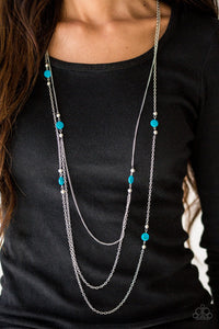 blue,long necklace,silver,So Shore Of Yourself Blue Necklace