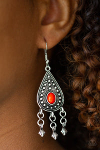 fishhook,red,Sahara Song Red Earrings