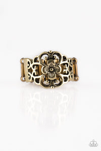 brass,floral,Wide Back,Fanciful Flower Gardens - Brass Ring