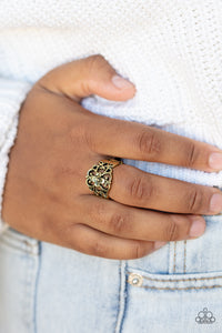 brass,floral,Wide Back,Fanciful Flower Gardens - Brass Ring