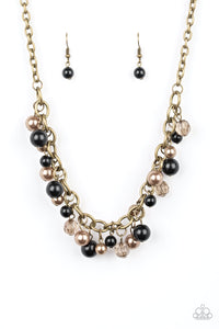 black,brass,short necklace,The GRIT Crowd Black Necklace